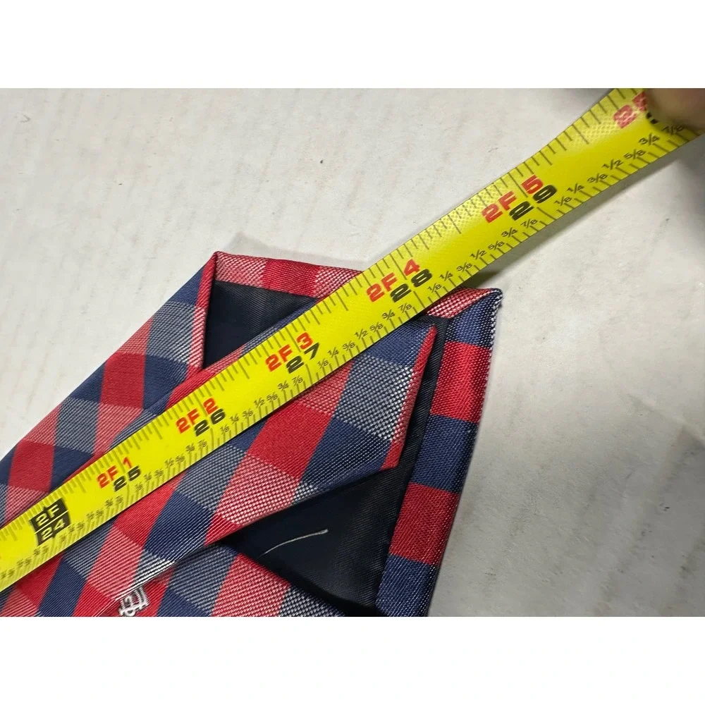 MLB St Louis Cardinals Mens Necktie Red Navy‎ Blue Gingham Check Logo Silk-Look